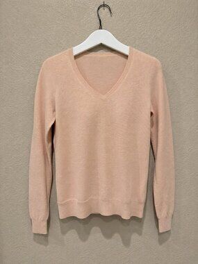 Oliver Charles V Neck Sweater Womens XS Blush Pink New 3D Knit Pullover